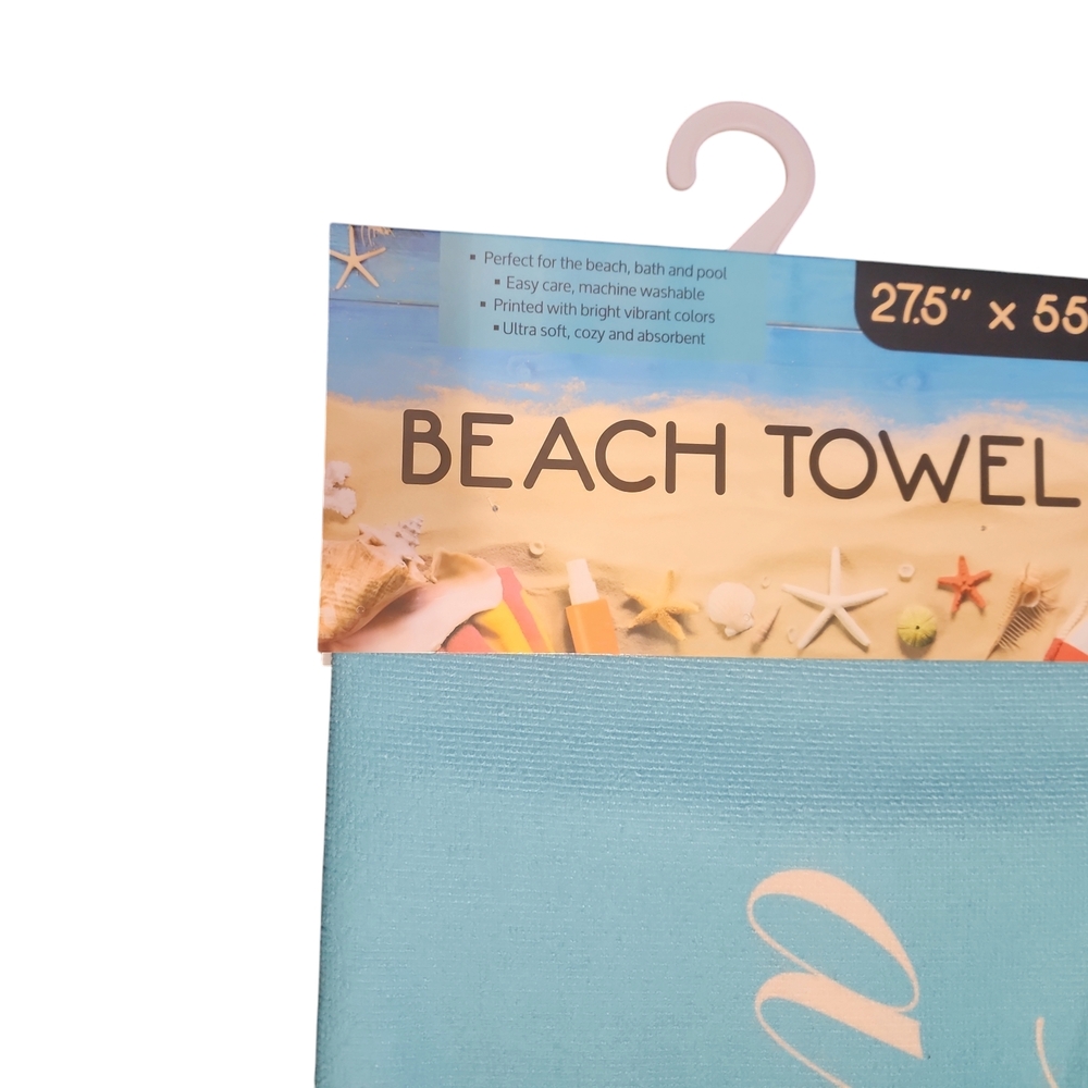 Towel Vibrant Blue Beach Towel Life Is a Beach - Picture 3 of 3